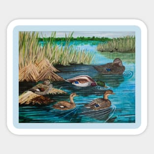 Lake Tranquility Ducks Sticker